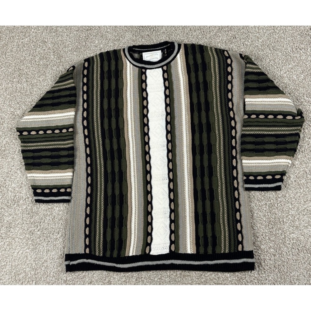 VTG Precious As Diamonds Sweater Mens XL‎ Multicolor Textured Abstract Knit 90s